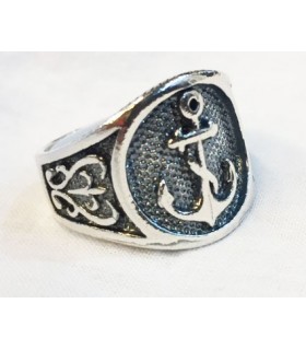 Anillo ancla2 en plata de ley 925