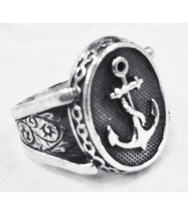 Anillo ancla en plata de ley 925
