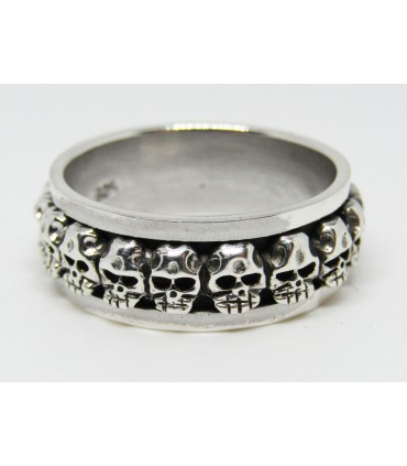 Anillo anti-stres calavera en plata de ley 925