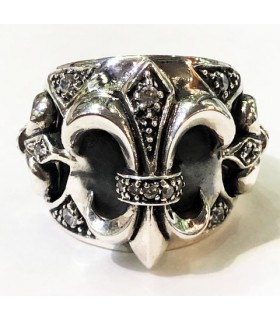 Anillo flor de lis en plata de ley 925