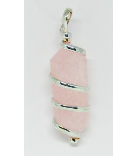 Punta de cuarzo rosa en plata de ley 925