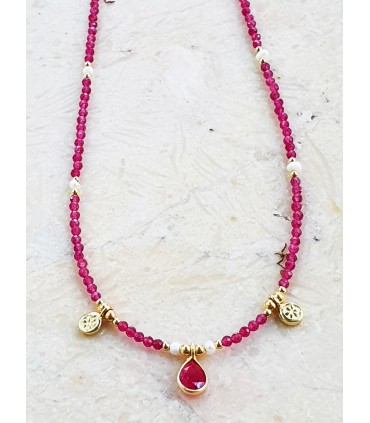 Gargantilla rubi en plata de ley 925