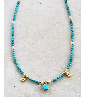 Gargantilla turquesa en plata de ley 925