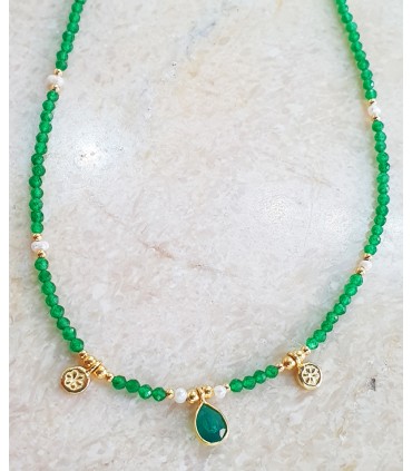 Gargantilla verde en plata de ley 925