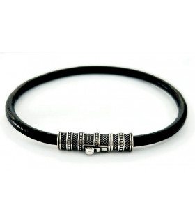 Pulsera de cuero y plata de ley 925