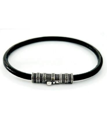 Pulsera de cuero y plata de ley 925