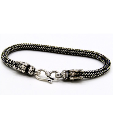 Pulsera cabeza de dragon en plata de ley 925
