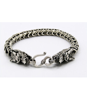 Pulsera cabeza de dragon en plata de ley 925