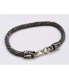 Pulsera cabeza de dragon en plata de ley 925