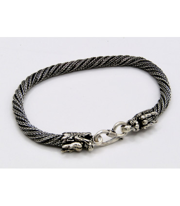 Pulsera cabeza de dragon en plata de ley 925