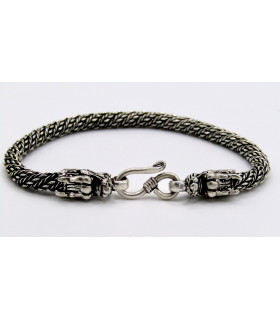 Pulsera cabeza de dragon en plata de ley 925