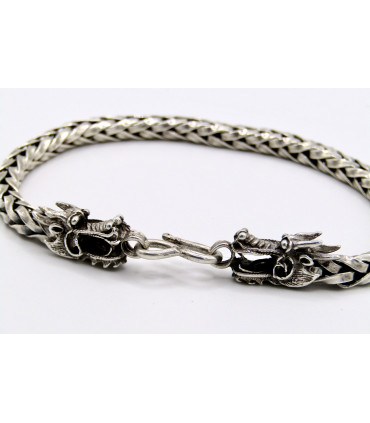 Pulsera cabeza de dragon en plata de ley 925