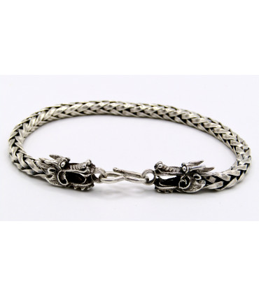 Pulsera cabeza de dragon en plata de ley 925