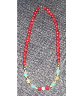 Collar coral bambú en plata de ley 925/chapada en oro