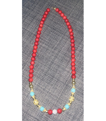 Collar coral bambú en plata de ley 925/chapada en oro
